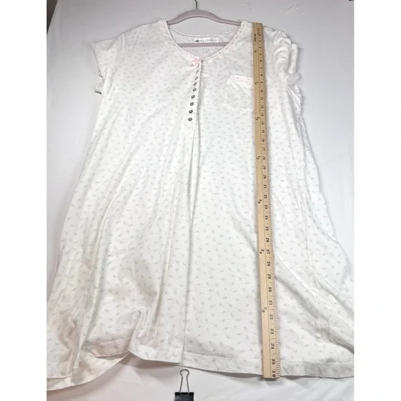 Eileen West Cotton Nightgown Sz L Floral Print Lace Trim Short‎ Sleeve Soft READ - Picture 7 of 9